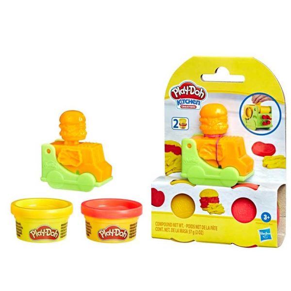 Play-Doh Mini Food Truck Burger Version - 2 Βαζάκια Πλαστελίνη με Καλούπι για Μπέργκερ