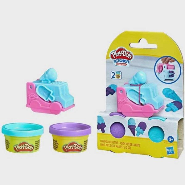 Play-Doh Mini Food Truck Ice Cream Version - 2 Βαζάκια Πλαστελίνη με Καλούπι για Παγωτό