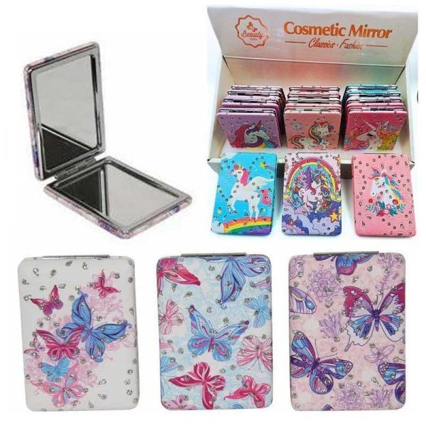 Cosmetic Mirror - Καθρεφτάκι 2x1 Compact 8x6cm ( Διάφορα Σχέδια ) 1 τμχ