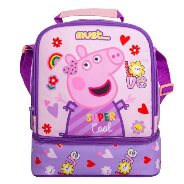 Must Peppa Pig Ισοθερμικό Τσαντάκι Φαγητού Ροζ με 2 Θήκες