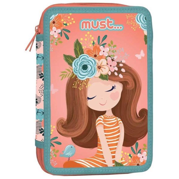 MUST Girl Flower Κασετίνα Τριπλή Γεμάτη