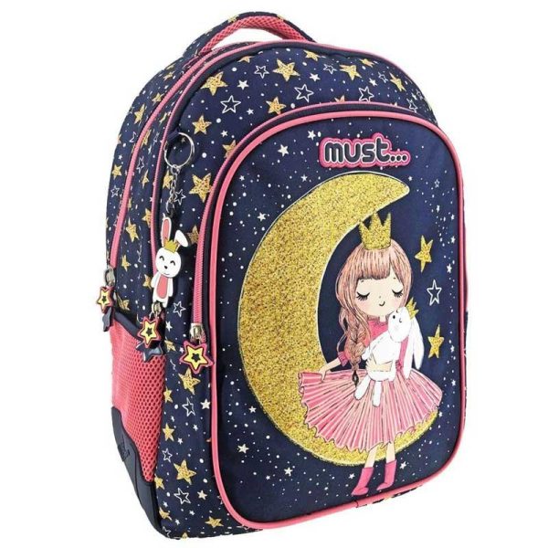 MUST Girl Moon Σχολική Τσάντα Πλάτης Δημοτικού