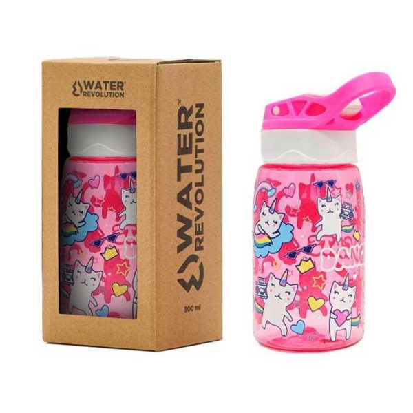 Water Revolution Dancing Cats - Παγούρι Tritan 'Γάτες' με Καλαμάκι 500ml - Ροζ