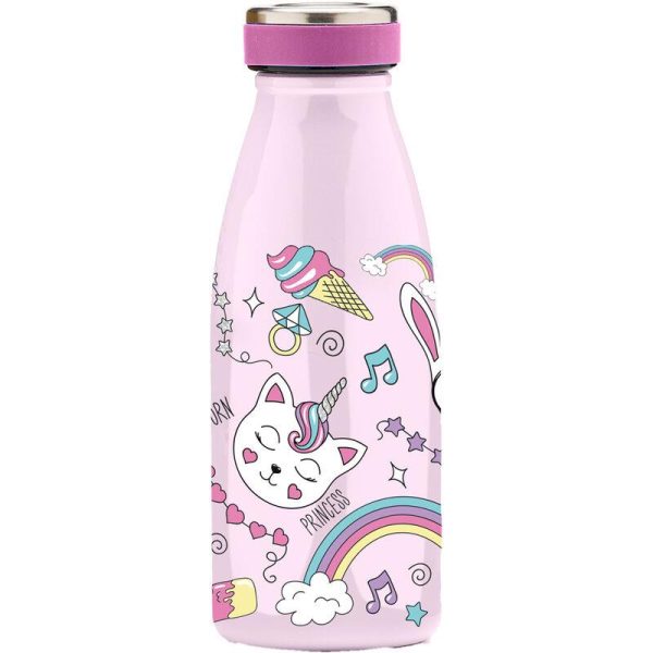Water Revolution 'Cats' - Μεταλλικό Παγούρι Θερμός 'Γάτες' 350ml - Ροζ