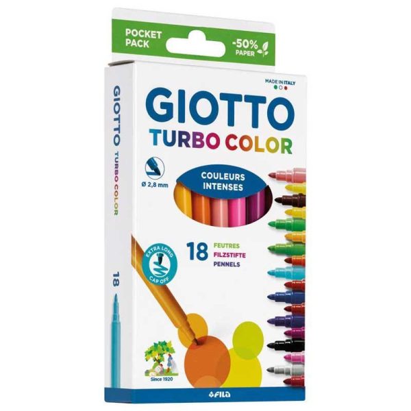 Giotto Turbo Color Μαρκαδόροι Ζωγραφικής Λεπτοί σε 18 Χρώματα