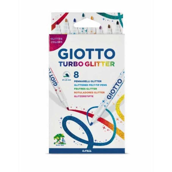 Giotto Turbo Glitter Μαρκαδόροι Ζωγραφικής Λεπτοί σε 8 Χρώματα