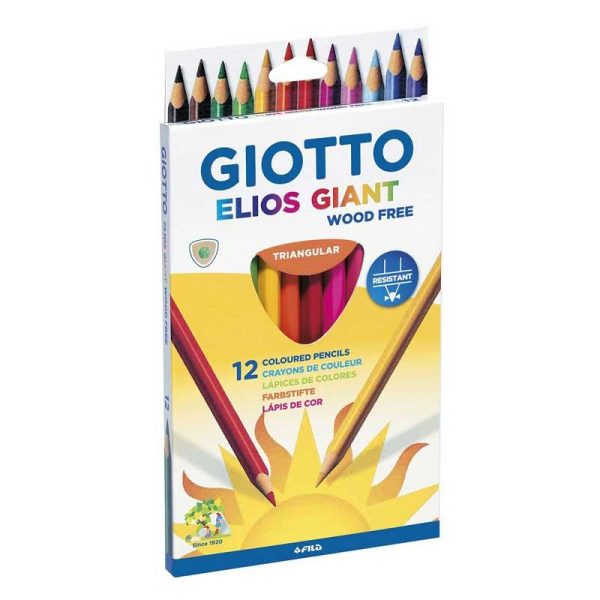 Giotto Elios Giant Ξυλομπογιές Ζωγραφικής με Χοντρή Μύτη σε 12 Χρώματα