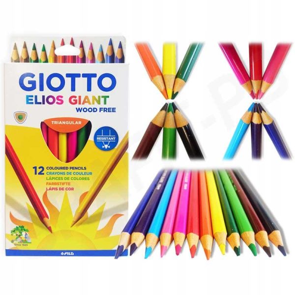 Giotto Elios Giant Ξυλομπογιές Ζωγραφικής με Χοντρή Μύτη σε 12 Χρώματα