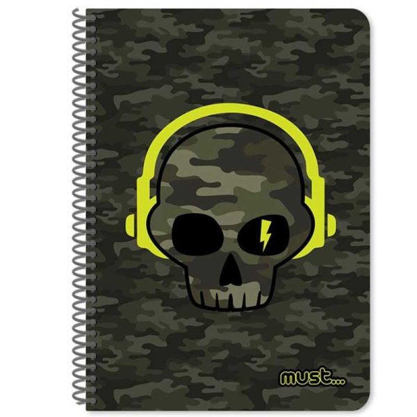 Must Headphones - Σπιράλ Τετράδιο Ριγέ 60 Φύλλων 2 Θεμάτων 17x24cm