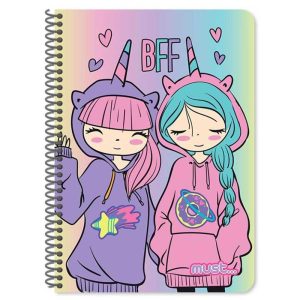 Must Best Friends Forever - Σπιράλ Τετράδιο Ριγέ 60 Φύλλων 2 Θεμάτων 17x24cm