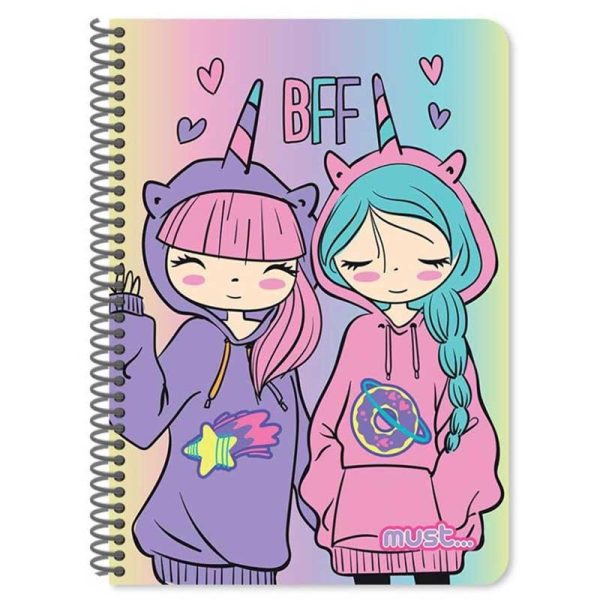 Must Best Friends Forever - Σπιράλ Τετράδιο Ριγέ 60 Φύλλων 2 Θεμάτων 17x24cm