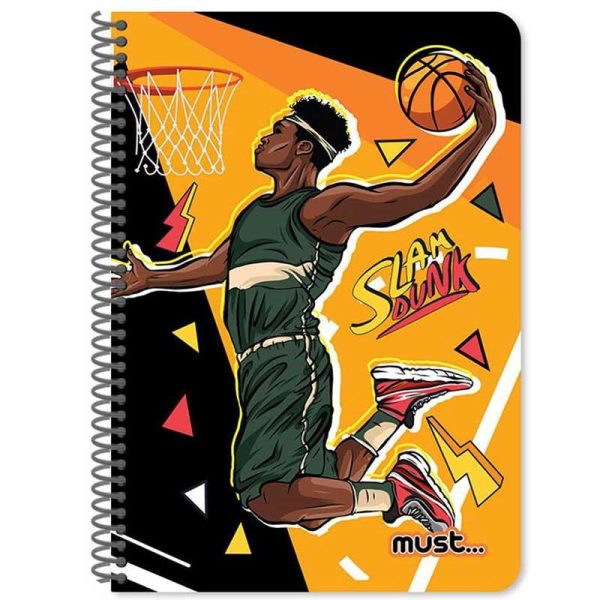 Must Basket Slam Dunk - Σπιράλ Τετράδιο Ριγέ 60 Φύλλων 2 Θεμάτων 17x24cm