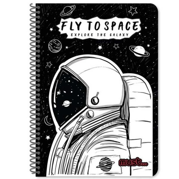 Must Fly to Space - Σπιράλ Τετράδιο Ριγέ 60 Φύλλων 2 Θεμάτων 17x24cm