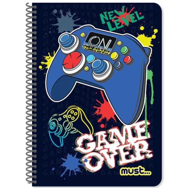 Must Game Over - Σπιράλ Τετράδιο Ριγέ 60 Φύλλων 2 Θεμάτων 17x24cm