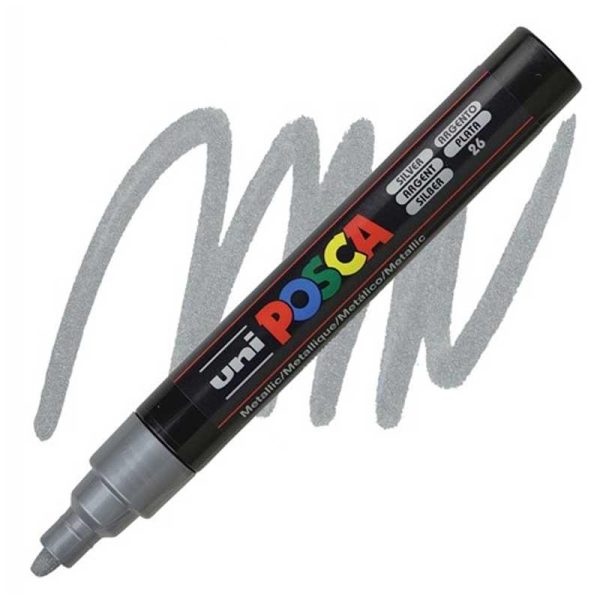 Posca PC-5M Μαρκαδόρος Σχεδίου 2.5mm Ασημί