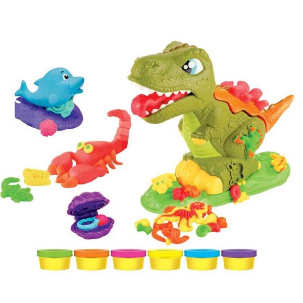 Luna Plastelino Dinosaur Set - Σετ Πλαστοζυμαράκια με 6 Βαζάκια & Αξεσουάρ