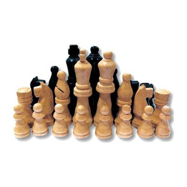 Remoundo Ξύλινα Πιόνια για Σκάκι Μαύρο / Μπεζ 3.5cm 32τμχ