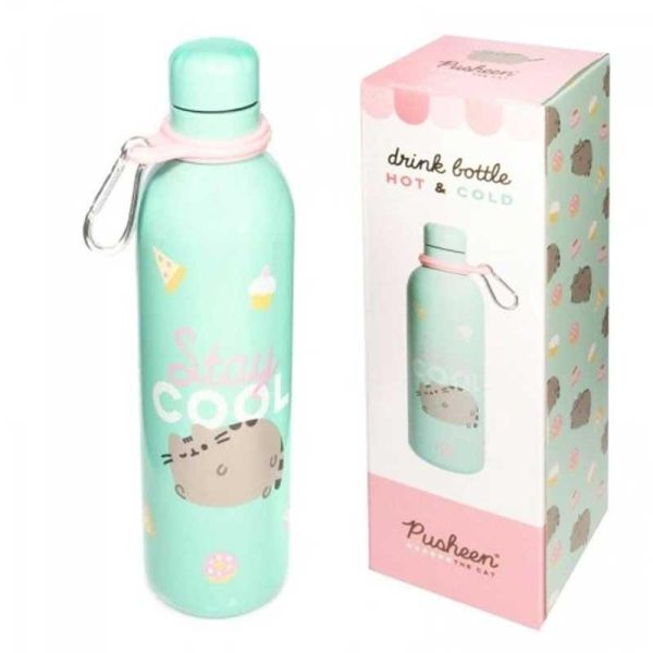 Pusheen Μεταλλικό Μπουκάλι Θερμός Hot & Cold 500ml Τιρκουάζ