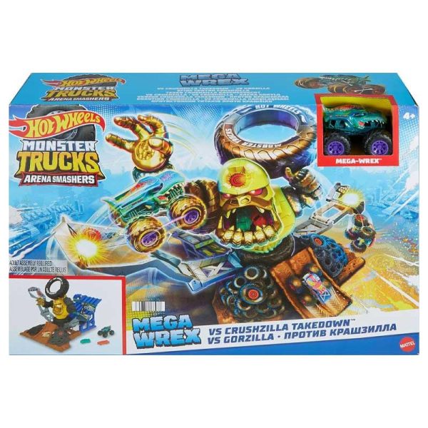 Hot Wheels Monster Trucks Mega Wrex vs Crushzilla Takedown - Πίστα με Αυτοκινητάκι