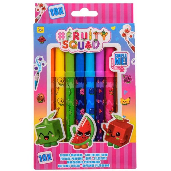 Fruity Squad Scented Markers 10-Pack - Αρωματικοί Μαρκαδόροι Ζωγραφικής Λεπτοί σε 10 Χρώματα