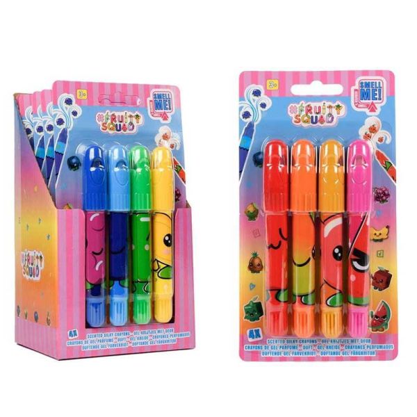 Fruity Squad Scented Silky Crayons 4pack - Αρωματικοί Μαρκαδόροι Λαδοπαστέλ σε 4 Χρώματα ( 2 Σχέδια )