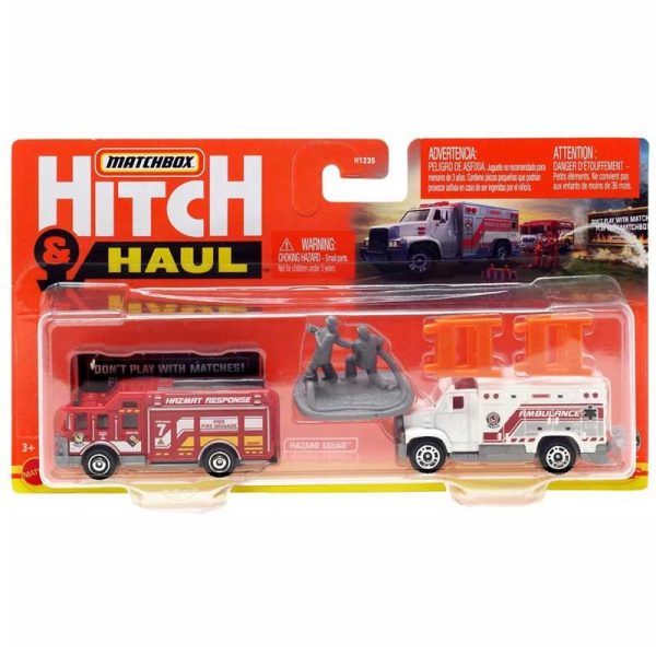 Matchbox Hitch & Haul Fire Rescue Zone: Σετ Πυροσβεστικής με 2 Οχήματα & Αξεσουάρ
