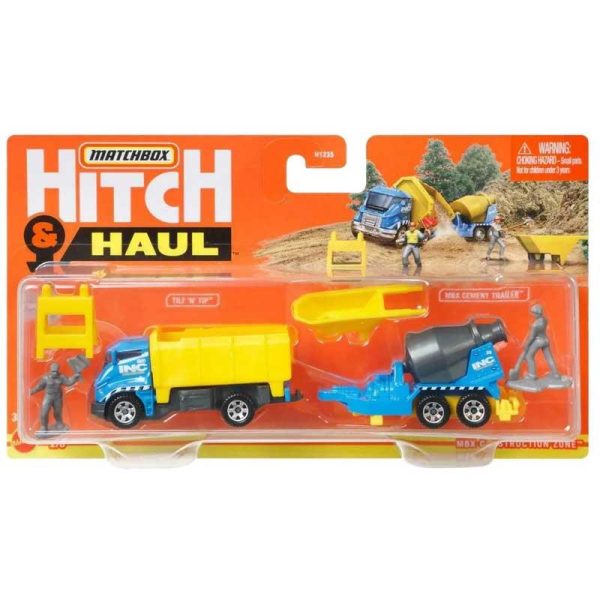 Matchbox Hitch & Haul Construction Zone: Σετ Ρυμούλκησης με Όχημα & Αξεσουάρ