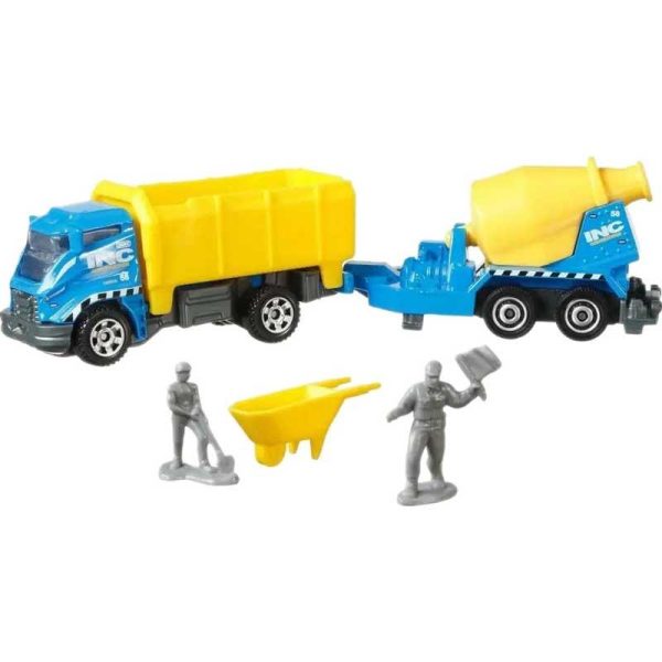 Matchbox Hitch & Haul Construction Zone: Σετ Ρυμούλκησης με Όχημα & Αξεσουάρ