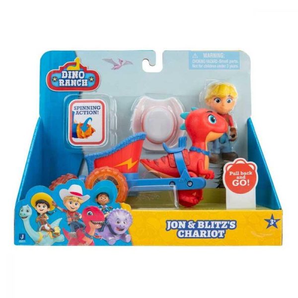 Dino Ranch Figures 2-Pack Jon & Blitz's Chariot - Φιγούρα & Άμαξα με Δεινόσαυρο
