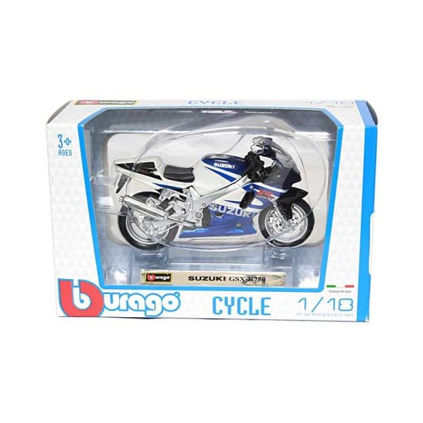 Bburago Μοτοσυκλέτα 1:18 Μπλε Suzuki Gsx-r750 12cm.