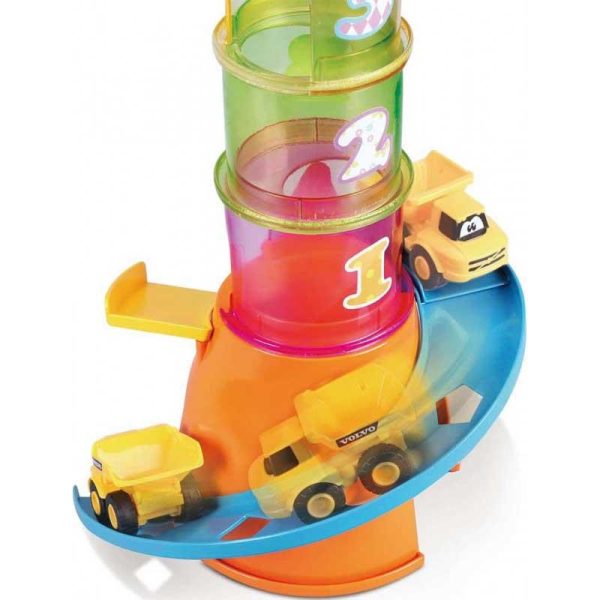 Bburago Junior VOLVO 5-in-1 Stacking Crane: Παιχνίδι Κύλησης με Γερανό & Φορτηγό VOLVO