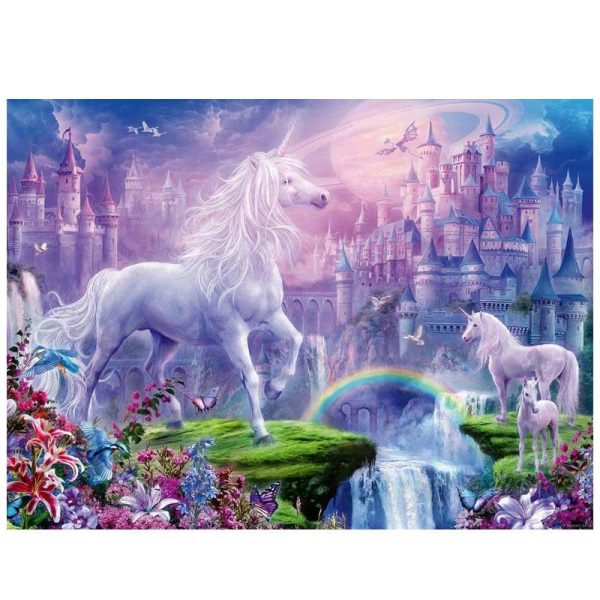 Ravensburger Glitter Puzzle XXL Unicorn Kingdom - Παζλ Μονόκεροι με 100 κομμάτια