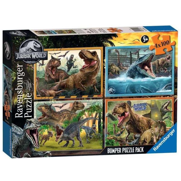 Ravensburger 4 Puzzle Jurassic World Explorers - 4 Παζλ με 100 Κομμάτια το Καθένα