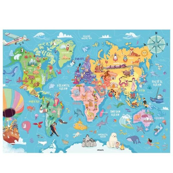 World Map - Παζλ Ανακάλυψης Παγκόσμιος Χάρτης με 100 Κομμάτια