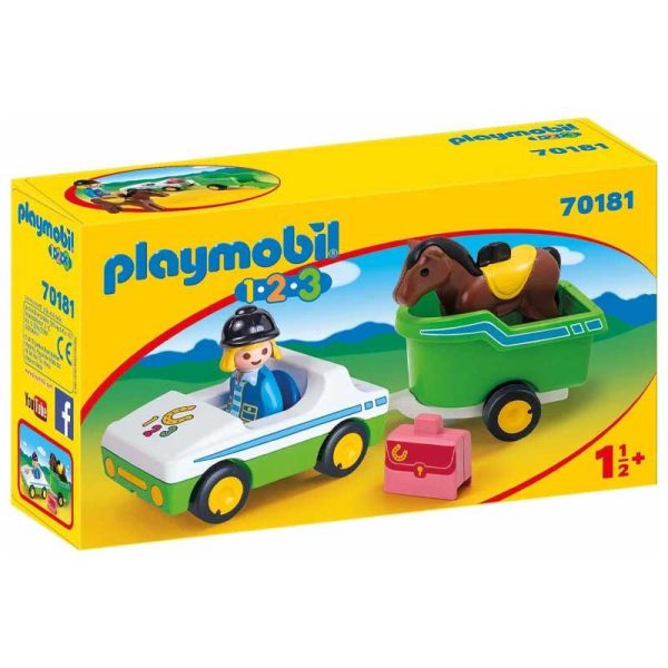 Playmobil 1.2.3 70181: Όχημα Με Τρέιλερ Μεταφοράς Αλόγου
