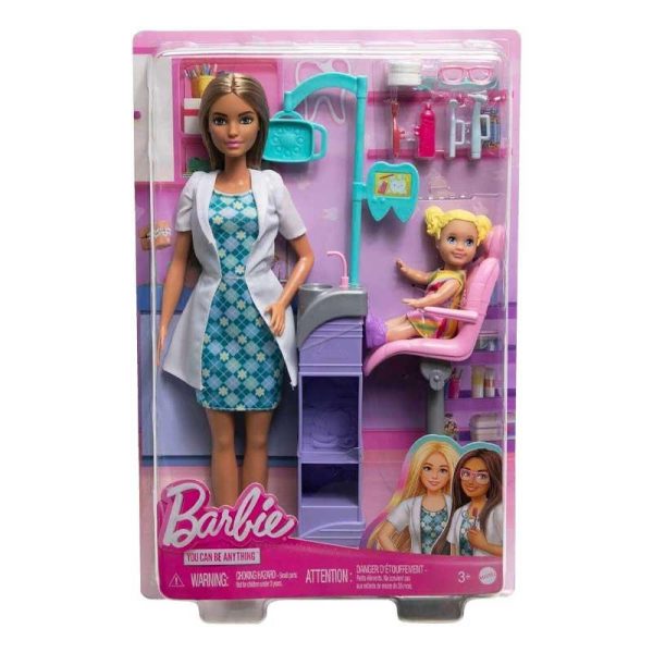 Barbie Κούκλα Οφθαλμίατρος Μελαχρινή με Κουκλίτσα #GKH23