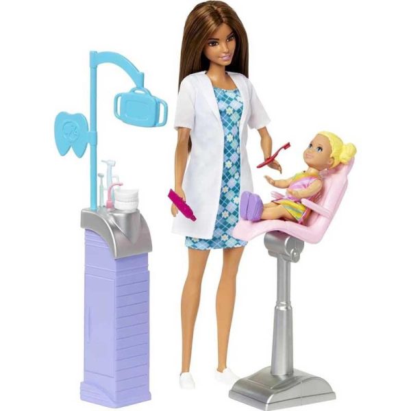 Barbie Κούκλα Οφθαλμίατρος Μελαχρινή με Κουκλίτσα #GKH23