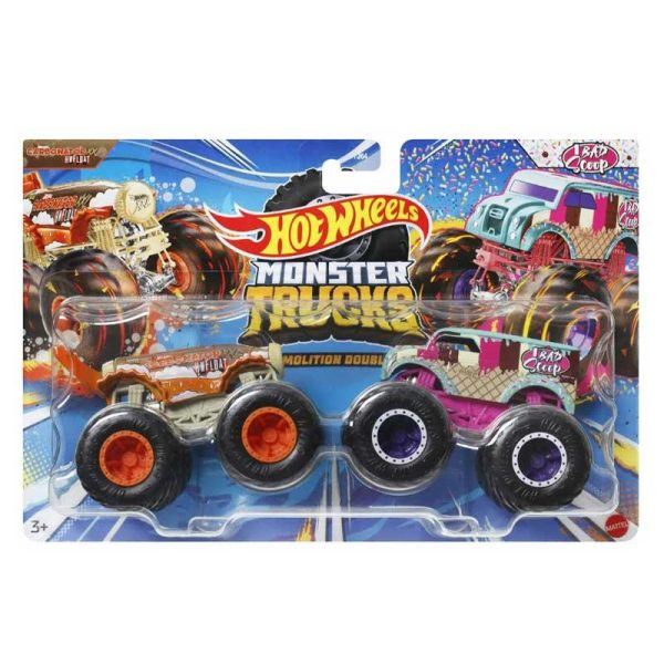 Hot Wheels Monster Trucks Demolition Doubles Carbonator XXL HwFloat & 1 Bad Scoop - Αυτοκινητάκια