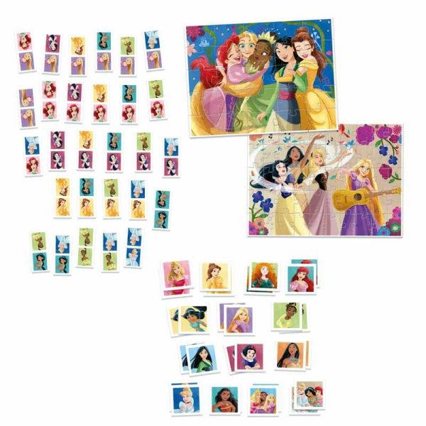 Educa Super Pack 4 in 1 Disney Princess - Σετ με 2 Παζλ, Παιχνίδι ΜΕΜΟ & Domino