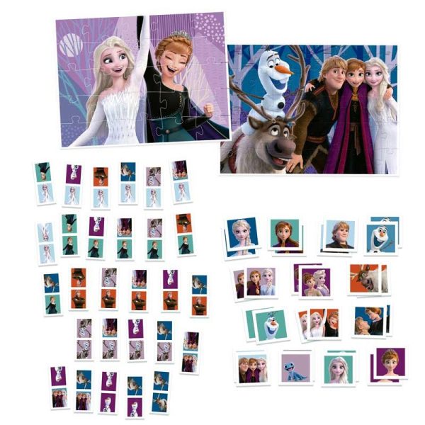 Educa Super Pack 4 in 1 Disney Frozen - Σετ με 2 Παζλ, Παιχνίδι ΜΕΜΟ & Domino