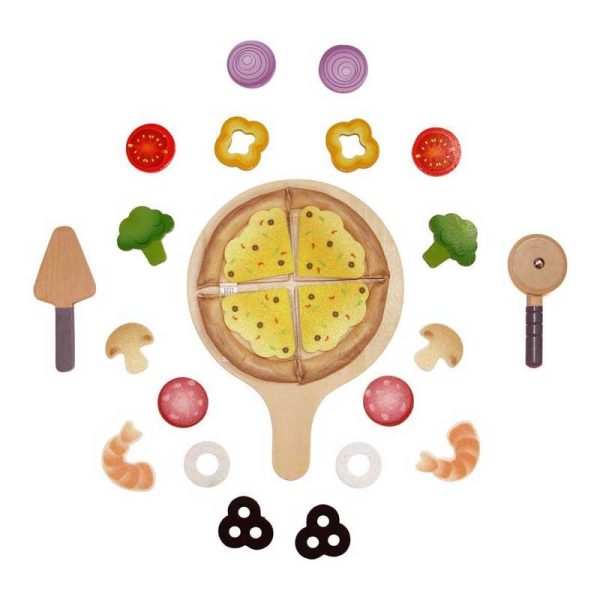 Hape Pizza Playset - Ξύλινο Σετ 'Η Τέλεια Πίτσα' με 29 Τεμ.