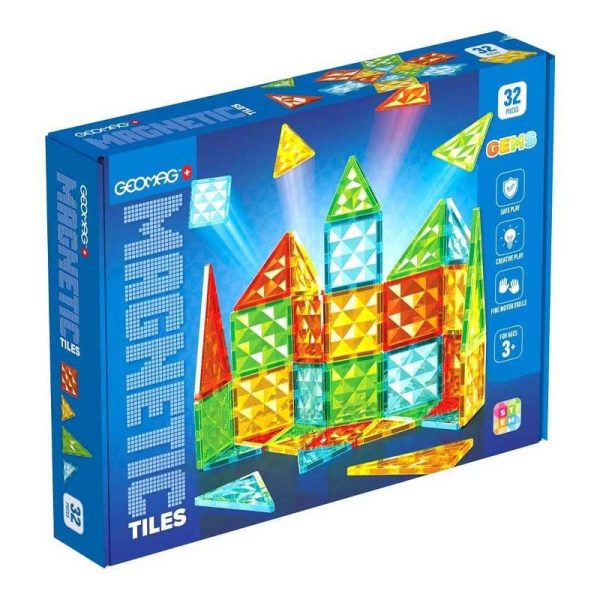 Geomag Magnetic Tiles - Μαγνητικό Παιχνίδι Κατασκευών 32τμχ