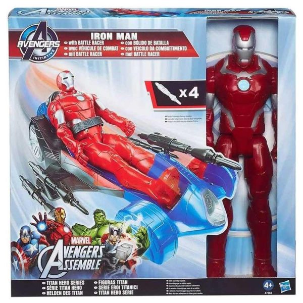 Marvel Titan Hero Series - Φιγούρα Iron Man 30cm με Όχημα Battle Racer