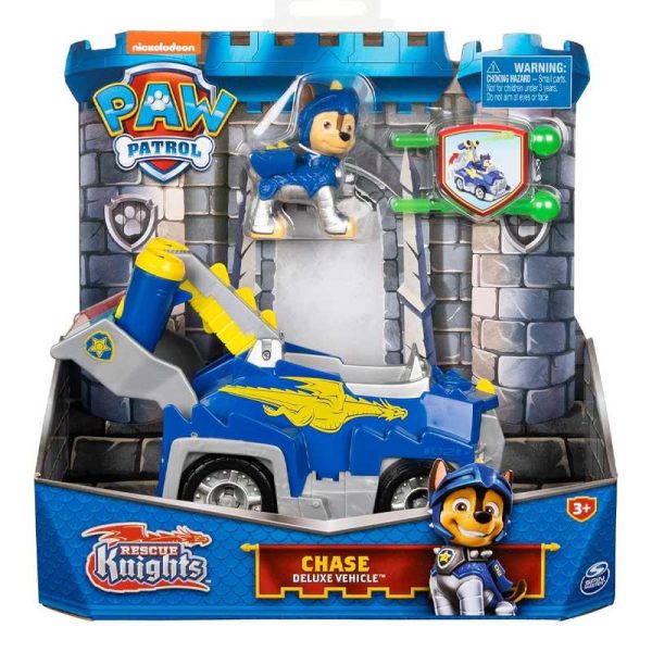 Paw Patrol Rescue Knights Deluxe Chace - Όχημα & Φιγούρα Chase