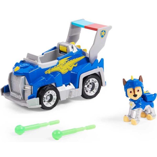 Paw Patrol Rescue Knights Deluxe Chace - Όχημα & Φιγούρα Chase