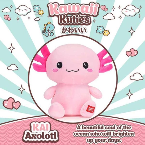 Kawaii Kuties Squishy Kai Axolotl - Μαλακό Λούτρινο Axolotl 33cm Ροζ