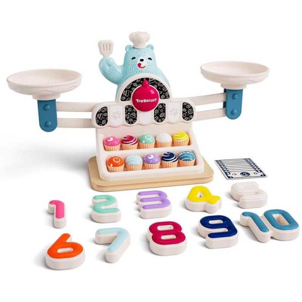 Top Bright Yummy Bear 123 - Εκπαιδευτικό Ξύλινο Παιχνίδι Εκμάθησης 'Ζυγαριά'