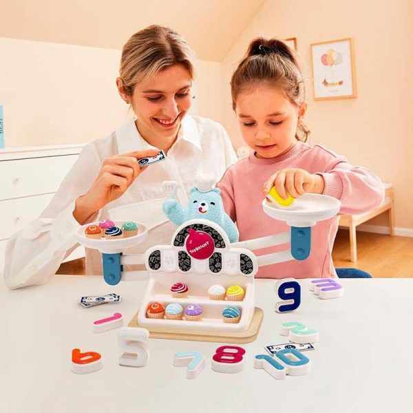 Top Bright Yummy Bear 123 - Εκπαιδευτικό Ξύλινο Παιχνίδι Εκμάθησης 'Ζυγαριά'