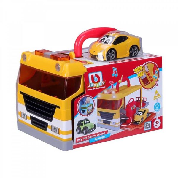 Bburago Junior My 1st Garage: Παιχνίδι Βαλιτσάκι Γκαράζ με Αυτοκινητάκι Ήχους & Φως