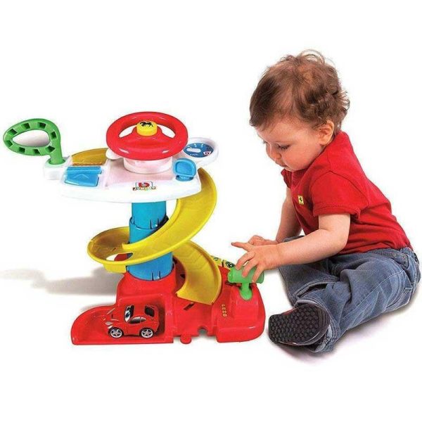 Bburago Junior Ferrari Dash'n Drive 2 in 1: Πίστα με Τιμόνι, Αυτοκινητάκι Ferrari, Ήχους & Φως